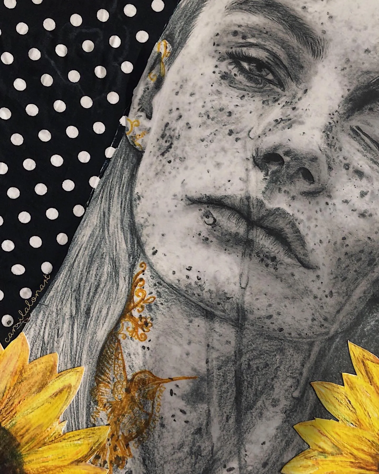 Girasol — Watercolor, pencil and collage